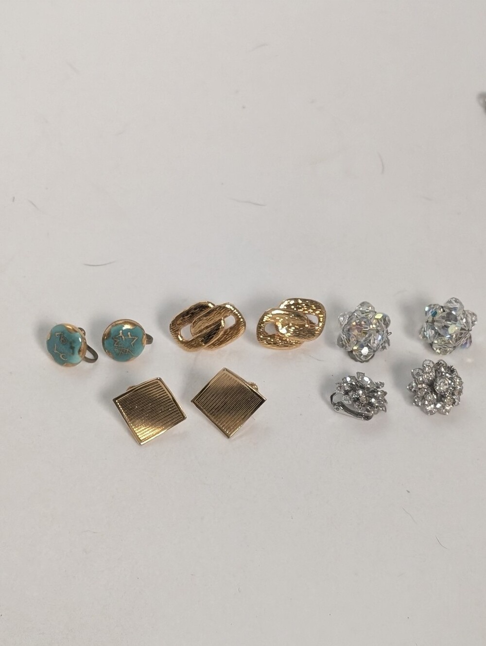 Vintage Earring Lot Rhinestone Crystal Gold Sarah Cov Napier Clip On